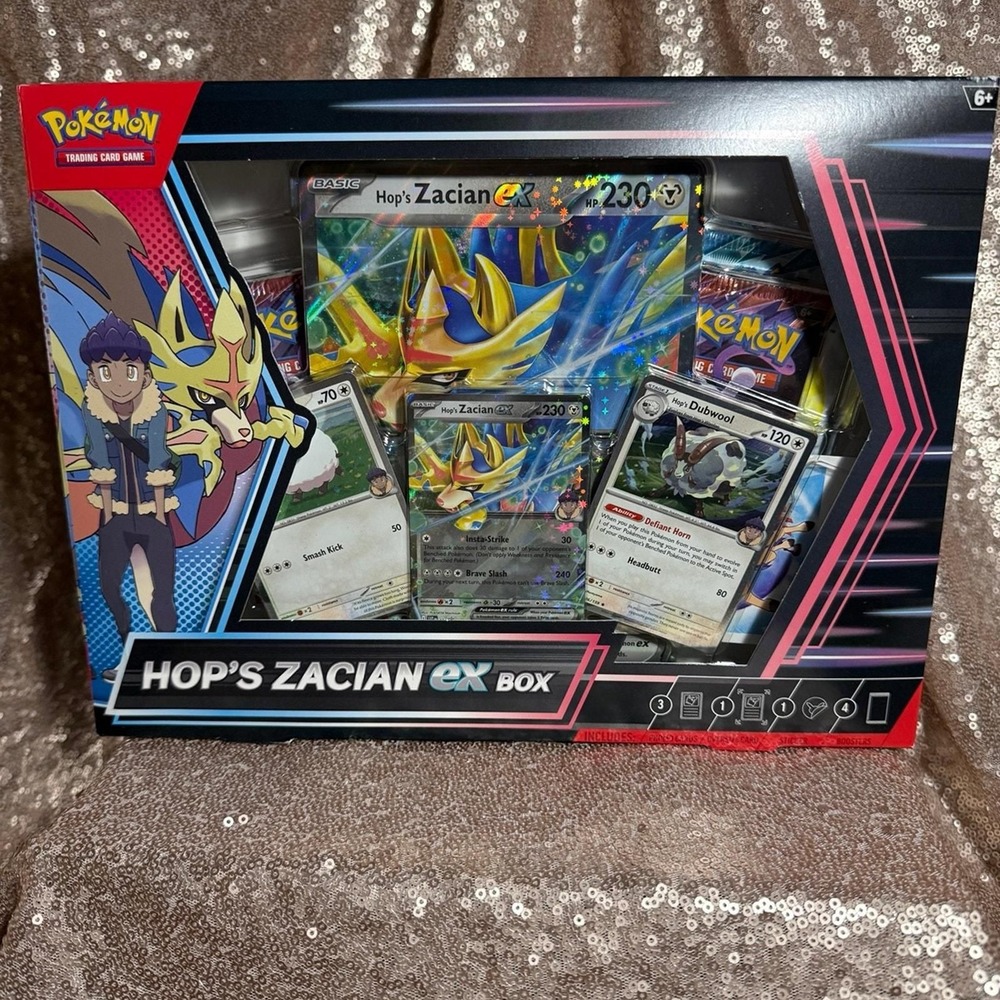 Pokemon TCG Hop's Zacian ex Box Factory Sealed 4 Booster Packs & Foil Promos